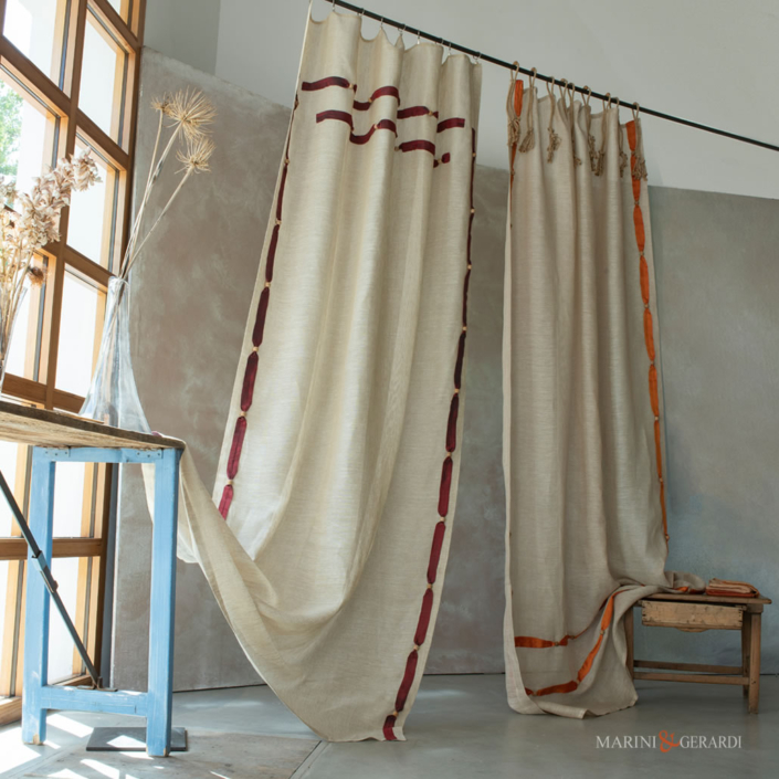 tende moderne soggiorno lino canapone con inserti colore